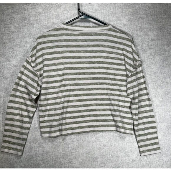 Pony Tails Junior’s Green/ White Striped Long Sleeve Crop Sweater Size M 10/12 - Picture 5 of 8